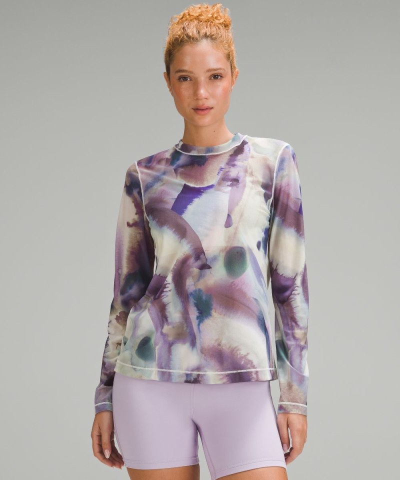 Lululemon | Women's Keyhole Mesh Long-Sleeve Shirt Ink Islands Mauve Multi