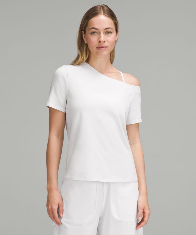 Lululemon | Women's Off-The-Shoulder Cotton T-Shirt Light Vapor