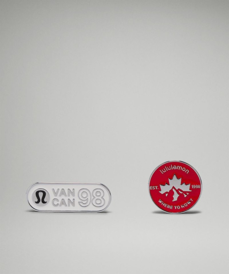 Lululemon | Women's Collectible Pins 2 Pack White / Lulu Red