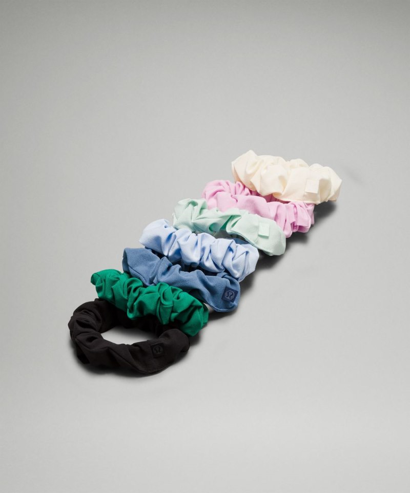 Lululemon | Women's Uplifting Scrunchies 7 Pack Black / Cascadia Green / Delicate Mint / Oasis Blue / Windmill / Vitapink / Wisp Yellow