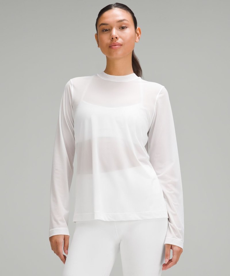 Lululemon | Women's Keyhole Mesh Long-Sleeve Shirt White