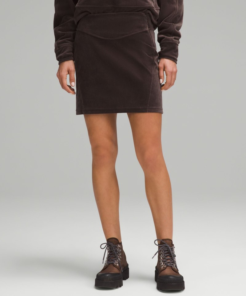 Lululemon | Women's Scuba Mid-Rise Mini Skirt Velvet Cord Espresso