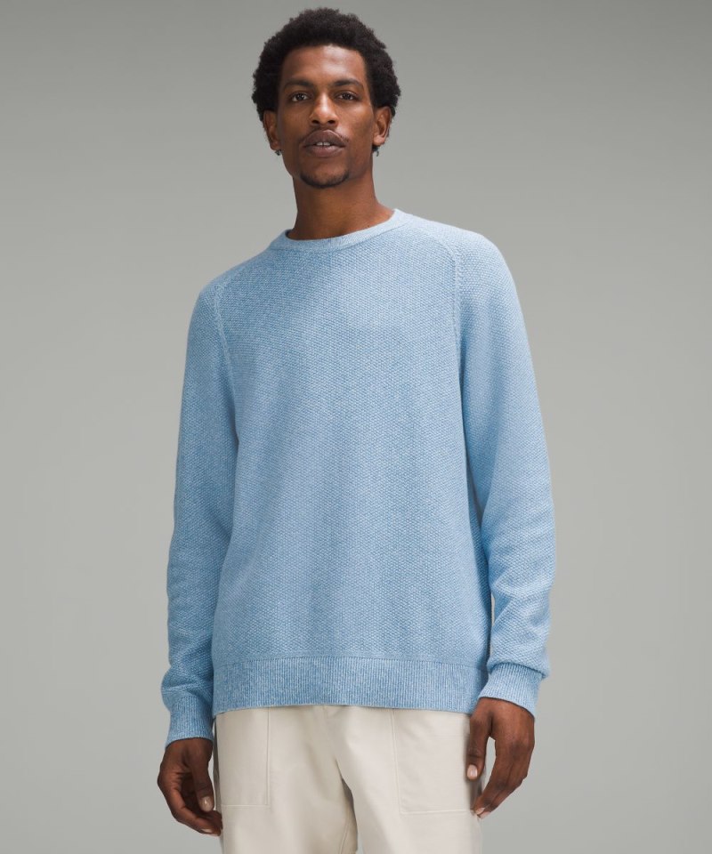 Lululemon | Men's Textured Knit Crewneck Sweater Heathered Blue