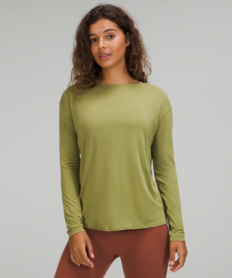 Lululemon | Women's Modal-Blend Open-Back Long Sleeve Shirt Bronze Green