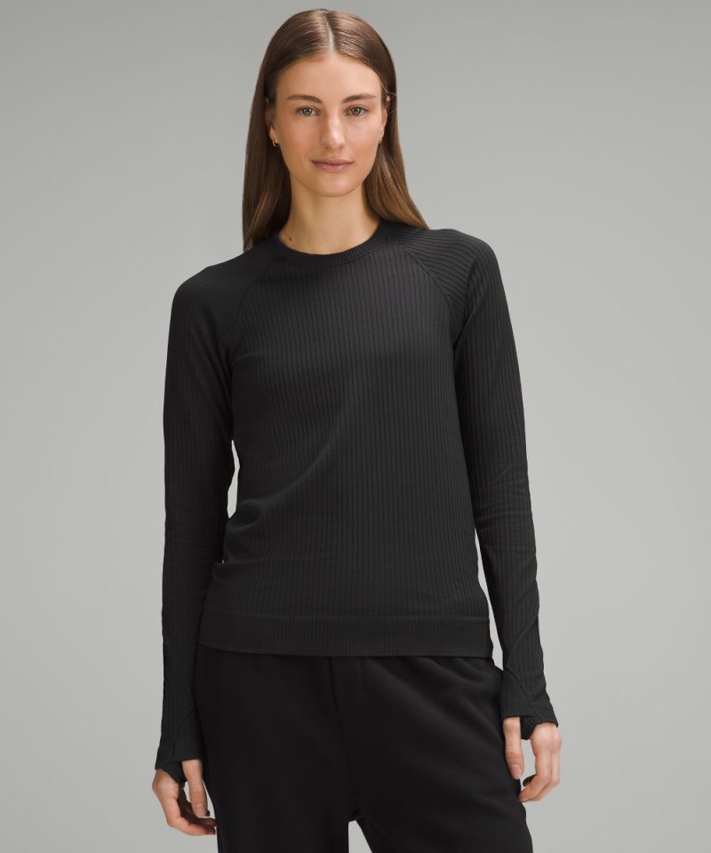 Lululemon | Women's Rest Less Pullover Colour Rib Black / Black