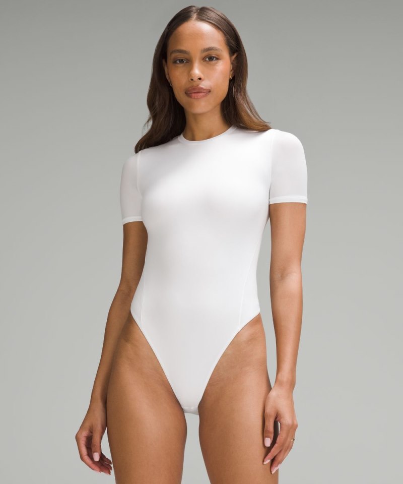 Lululemon | Women's Wundermost Ultra-Soft Nulu Short-Sleeve Crew Thong Bodysuit White