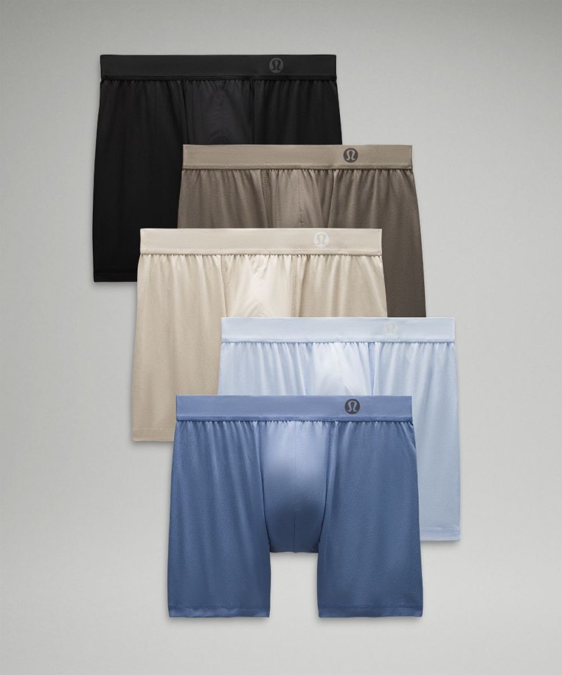 Lululemon | Men's Always In Motion Boxer 5"L 5 Pack Oasis Blue / Windmill / Mojave Tan / Rover / Black