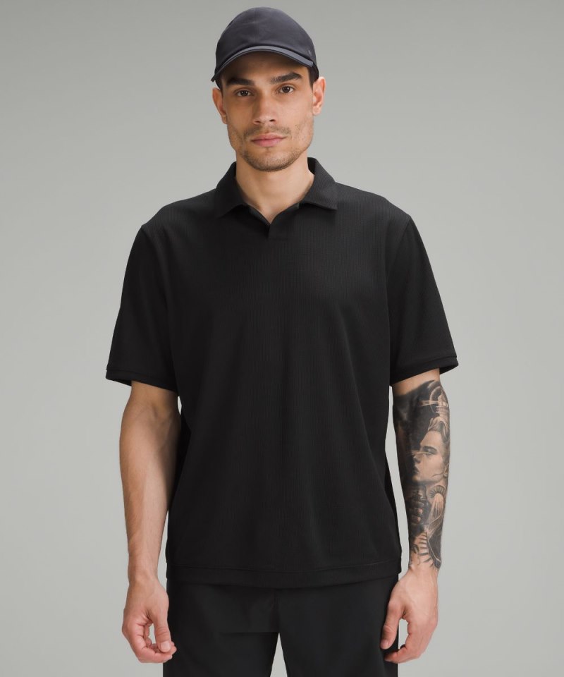 Lululemon | Men's Textured Mesh Short-Sleeve Polo Shirt Black