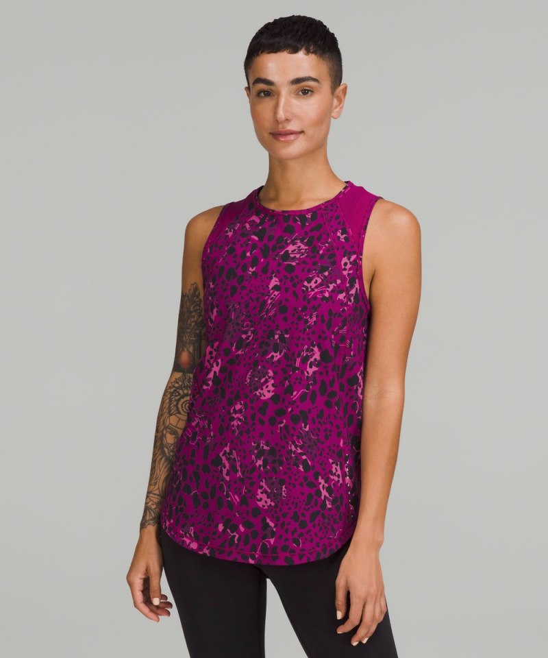 Lululemon | Women's Sculpt Tank Top Back Vent Cheetah Camo Magenta Purple Multi / Magenta Purple