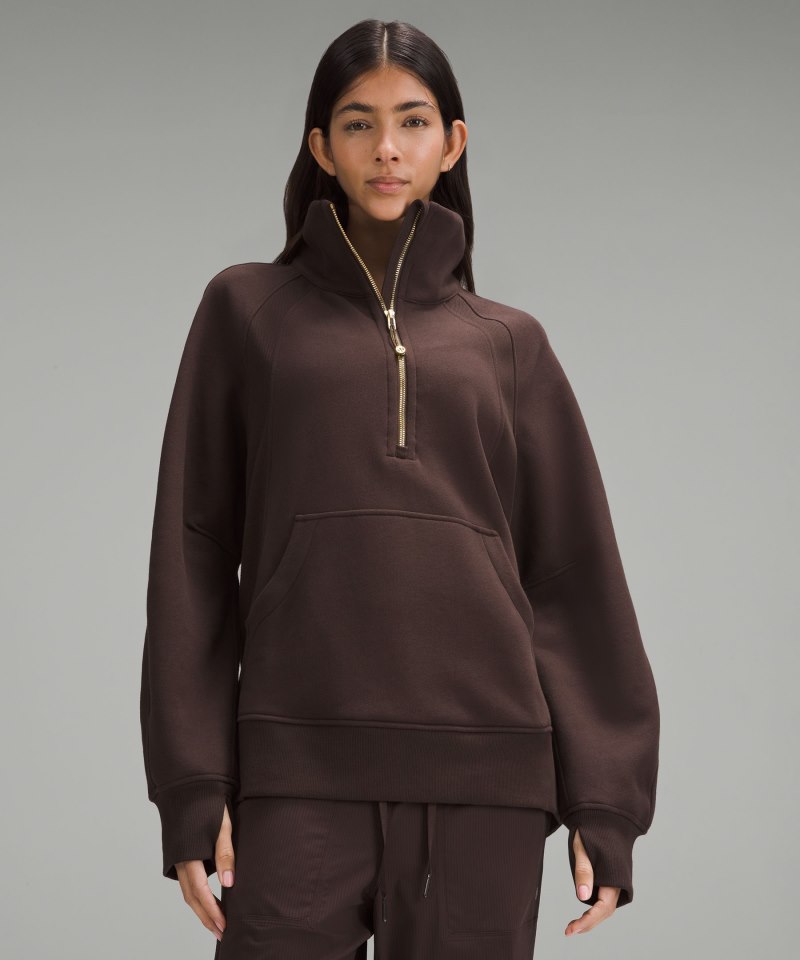 Lululemon | Women's Scuba Oversized Funnel-Neck Half Zip Long Espresso / Gold