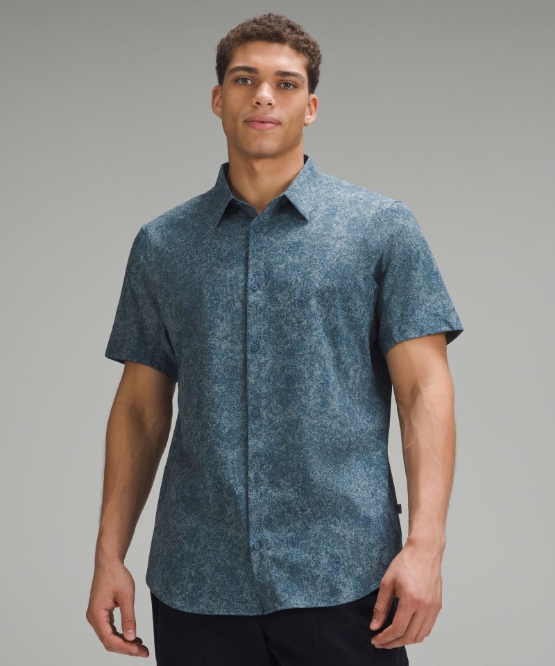 Lululemon | Men's Airing Easy Short-Sleeve Shirt Stippled Fusion Belgian Blue Multi