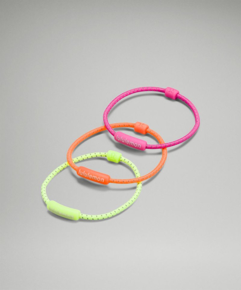 Lululemon | Women's Silicone Hair Ties 3 Pack Highlight Yellow / Highlight Orange / Sonic Pink