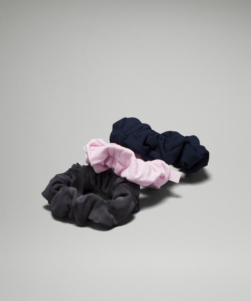 Lululemon | Women's Uplifting Scrunchies Nulu 3 Pack True Navy / Diamond Dye Pitch Grey Graphite Grey / Meadowsweet Pink