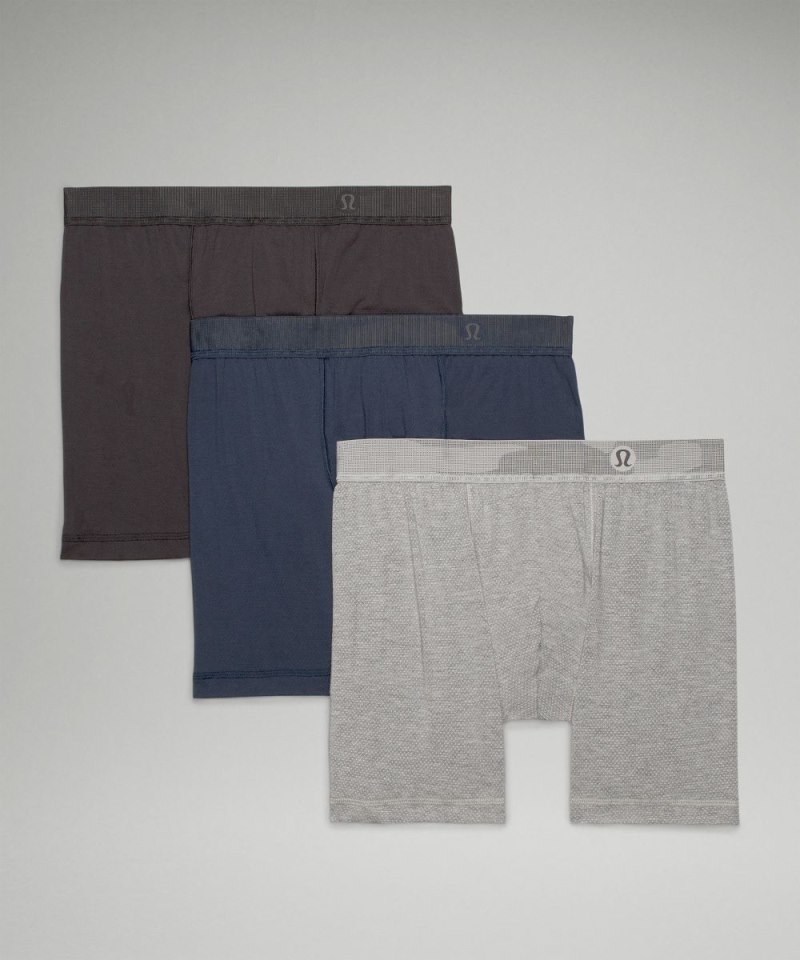 Lululemon | Men's Always In Motion Mesh Boxer 5"L 3 Pack Black / Heathered Core Medium Grey / True Navy