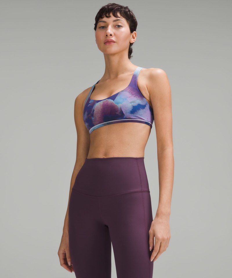 Lululemon | Women's Free to Be Bra - Wild Light Support, A / B Cup Ink Islands Twice Blue Multi