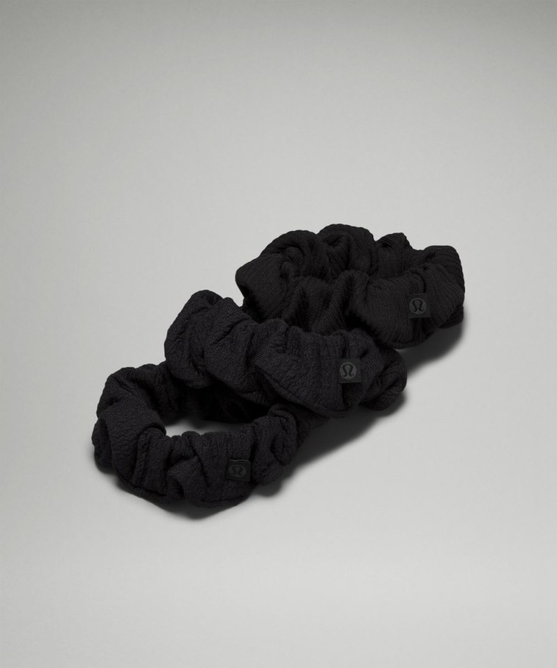 Lululemon | Women's Uplifting Scrunchies Textured 3 Pack Black /