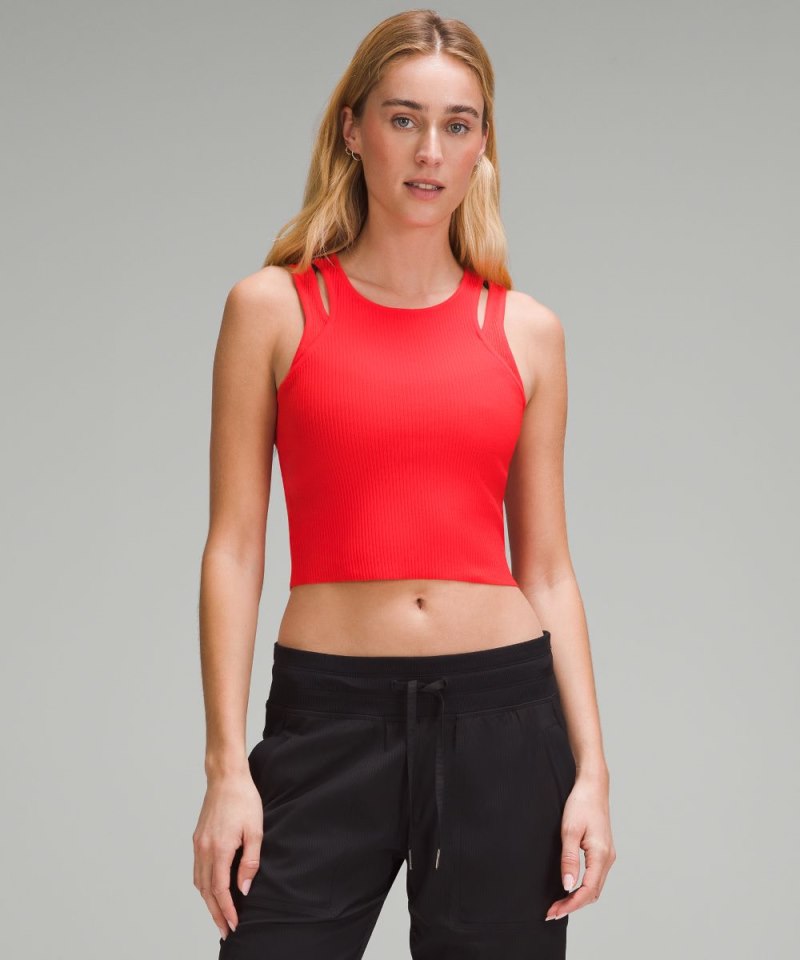 Lululemon | Women's Cut-Out Knit Tank Top Spicy Red / Cherry Pop