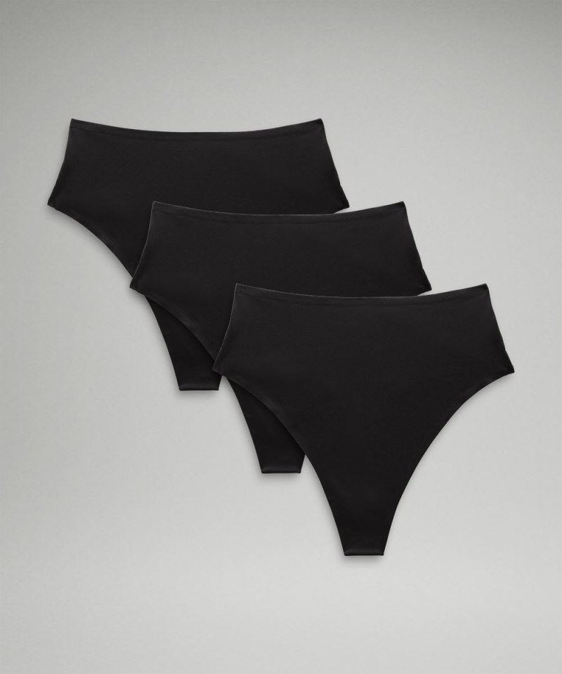 Lululemon | Women's Wundermost Ultra-Soft Nulu High-Waist Thong Underwear 3 Pack Black