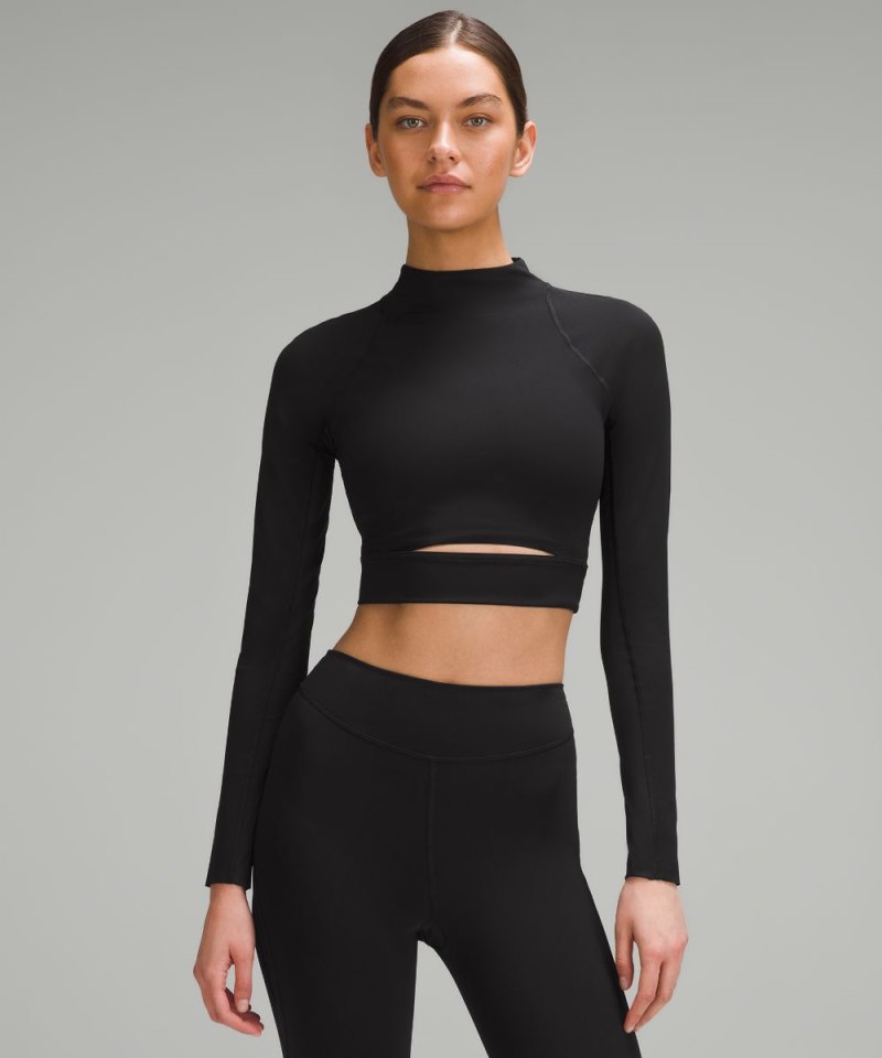 Lululemon | Women's Nulux High-Neck Cropped Track Long-Sleeve Shirt Black