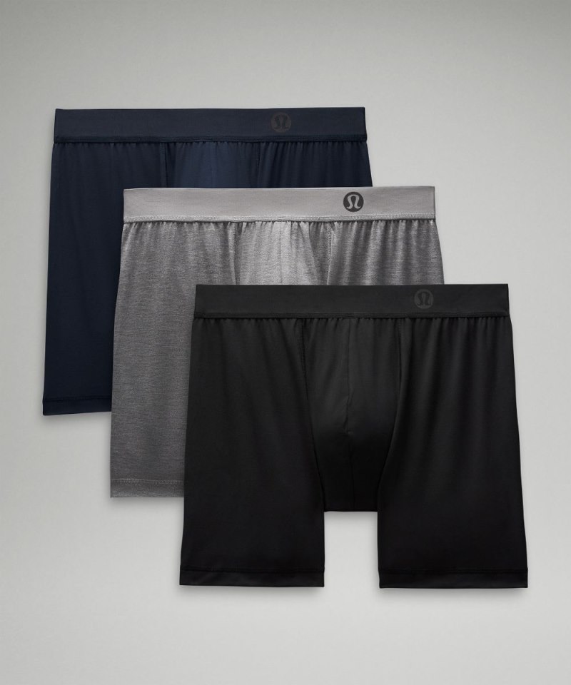 Lululemon | Men's Always In Motion Boxer 5"L 3 Pack Black / Heathered Core Medium Grey / True Navy