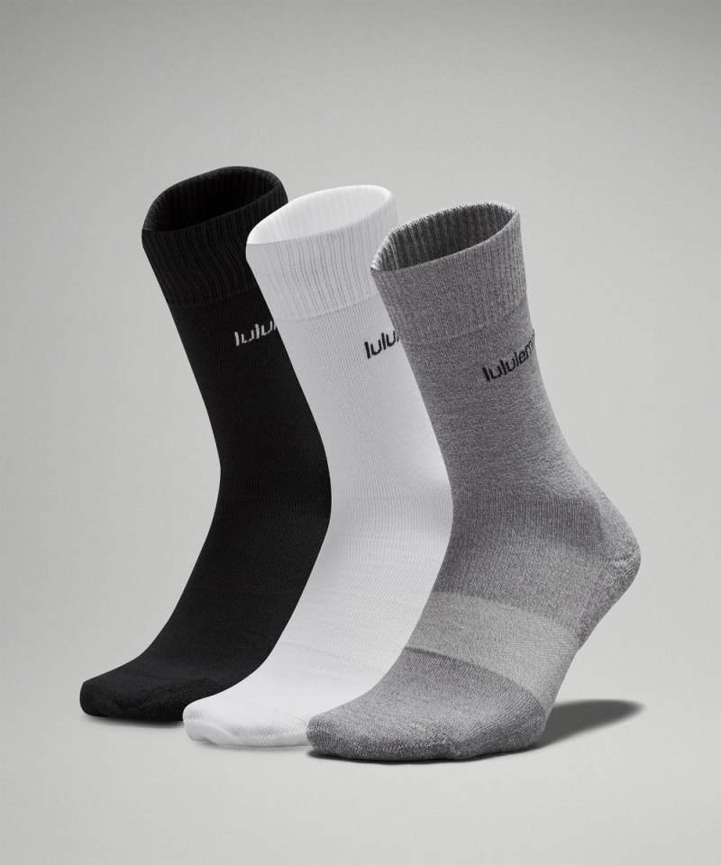 Lululemon | Men's Daily Stride Comfort Crew Socks 3 Pack White / Heather Grey / Black