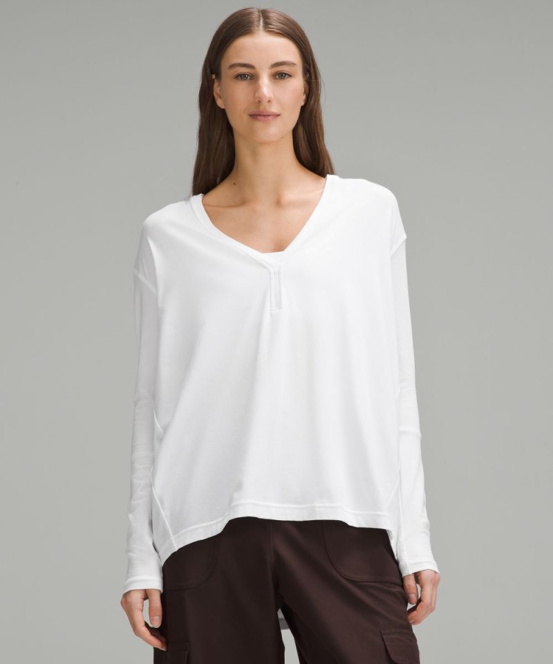 Lululemon | Women's Back In Action V-Neck Long-Sleeve Shirt White