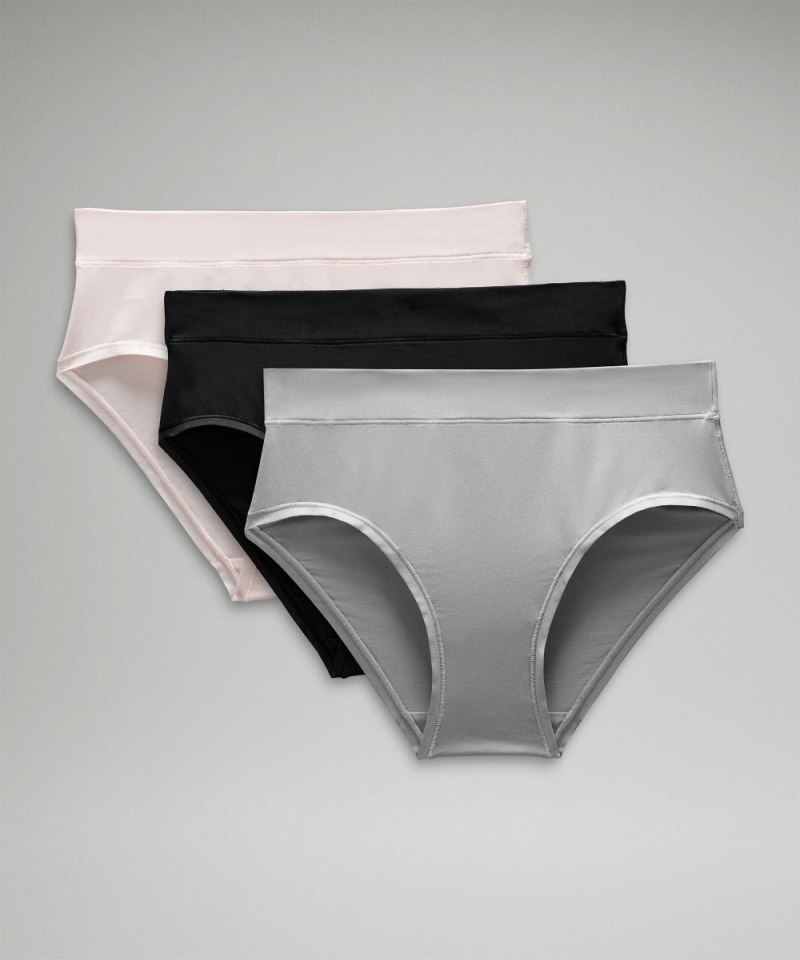 Lululemon | Women's UnderEase High-Rise Bikini Underwear 3 Pack Silver Drop / Strawberry Milkshake / Black