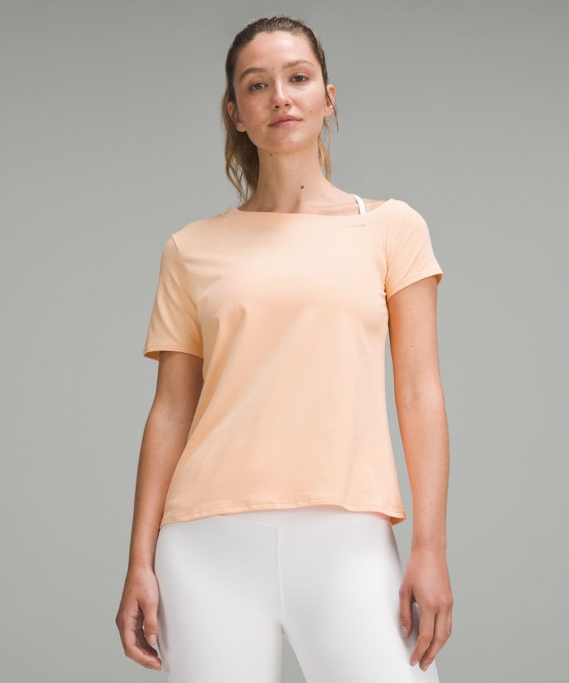 Lululemon | Women's Off-The-Shoulder Cotton T-Shirt Peach Bellin