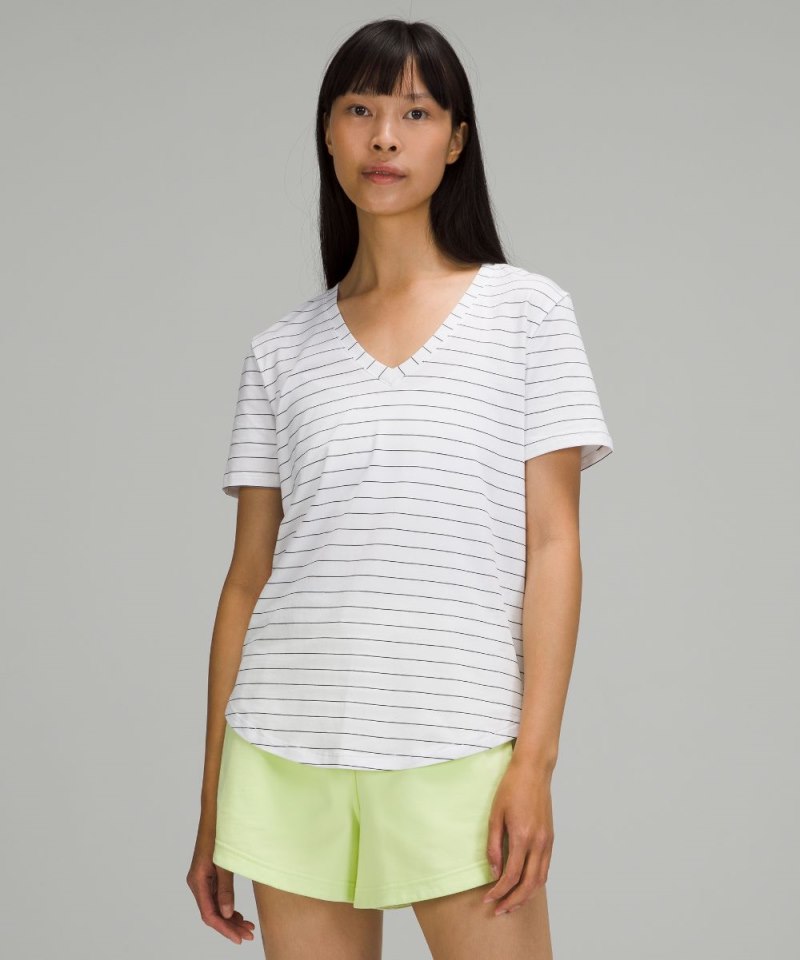 Lululemon | Women's Love V-Neck T-Shirt Short Serve Stripe White Black