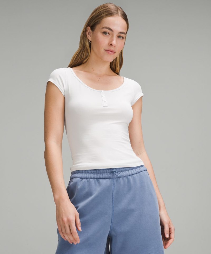 Lululemon | Women's Cap-Sleeve Henley T-Shirt Light Vapor