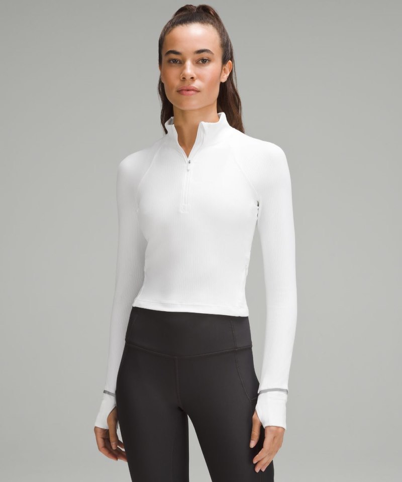 Lululemon | Women's It's Rulu Ribbed Cropped Half Zip White