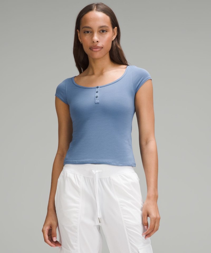 Lululemon | Women's Cap-Sleeve Henley T-Shirt Oasis Blue