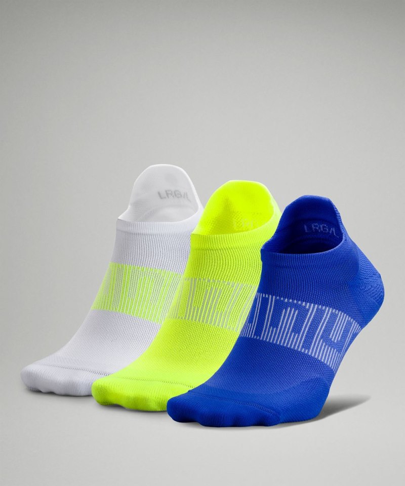 Lululemon | Men's Power Stride Tab Socks 3 Pack Blazer Blue / Absinthe / Highlight Yellow