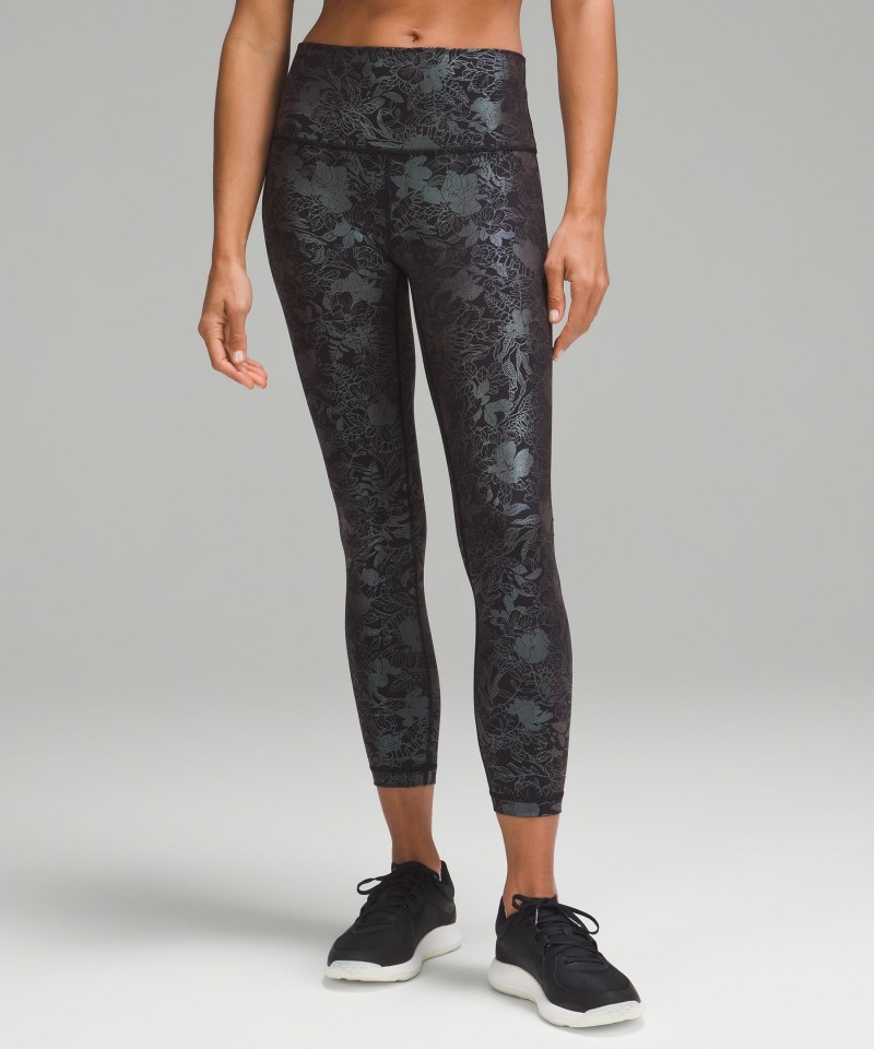 Lululemon | Women's Wunder Under High-Rise Tight 25"L Shine Logo Flourish Black Iridescent Foil