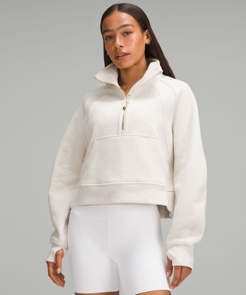 Lululemon | Women's Scuba Oversized Funnel-Neck Half Zip Heathered Bone / Gold