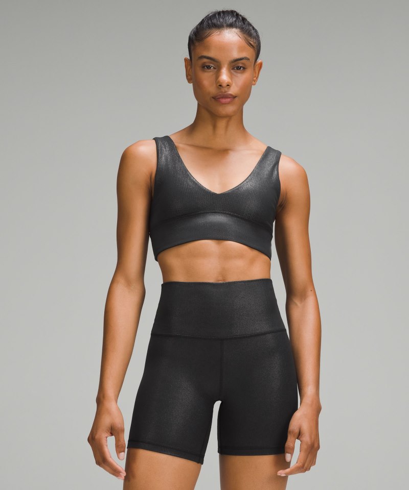 Lululemon | Women's Align Ribbed V-Neck Bra Light Support, A / B Cup Shine Black