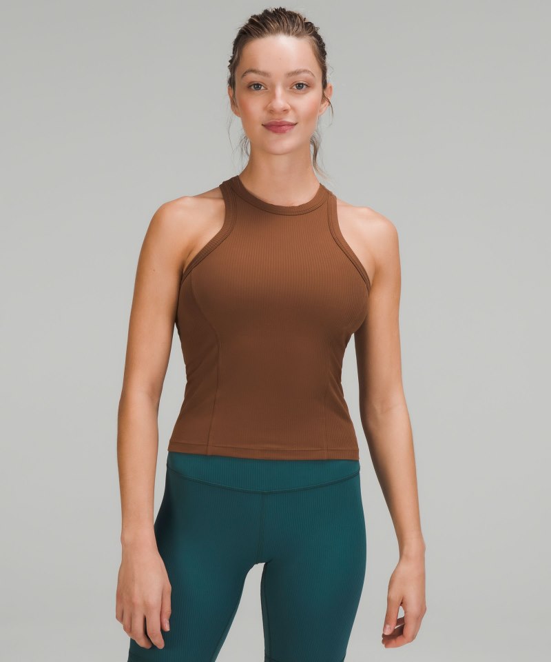 Lululemon | Women's Ribbed Nulu Racerback Yoga Tank Top Roasted