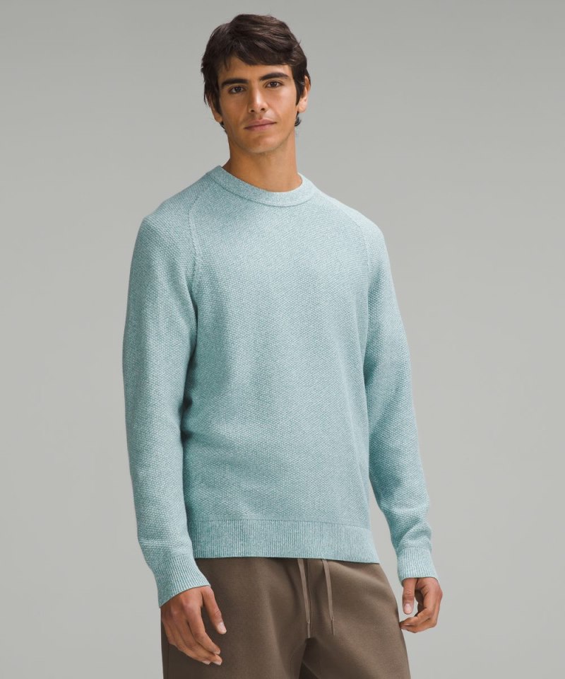 Lululemon | Men's Textured Knit Crewneck Sweater Heathered Sea Frost