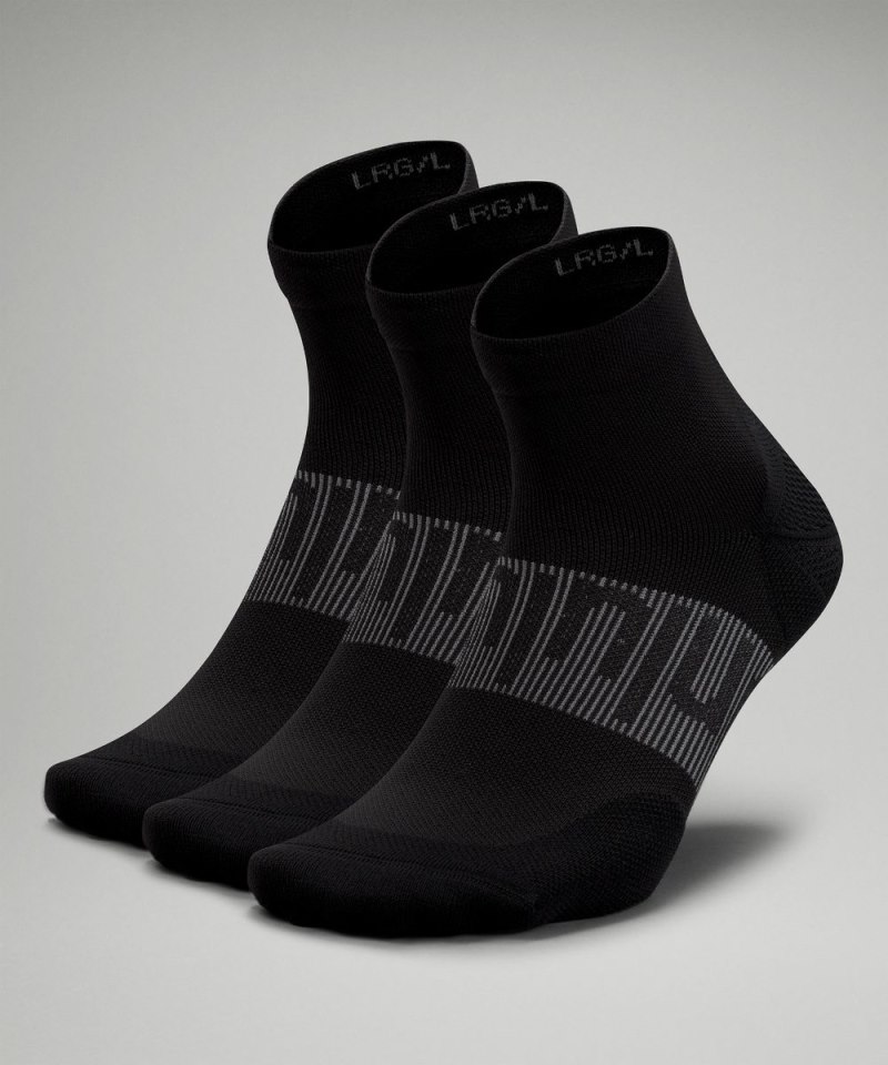 Lululemon | Men's Power Stride Ankle Socks 3 Pack Black