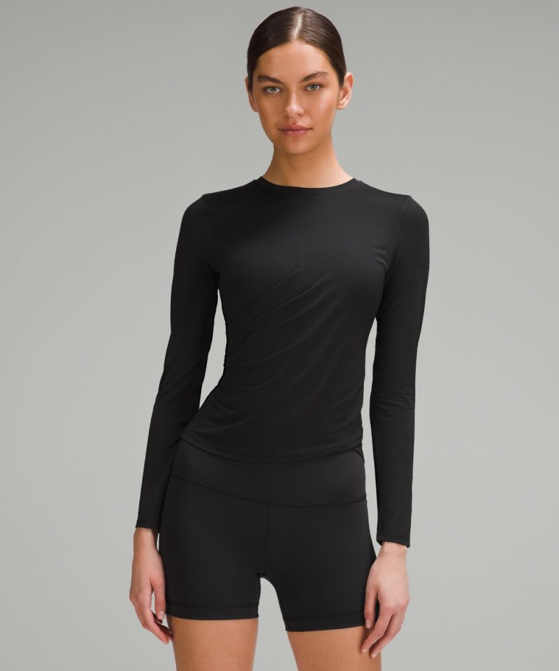 Lululemon | Women's Light SmoothCover Wrap-Front Long-Sleeve Shirt Black