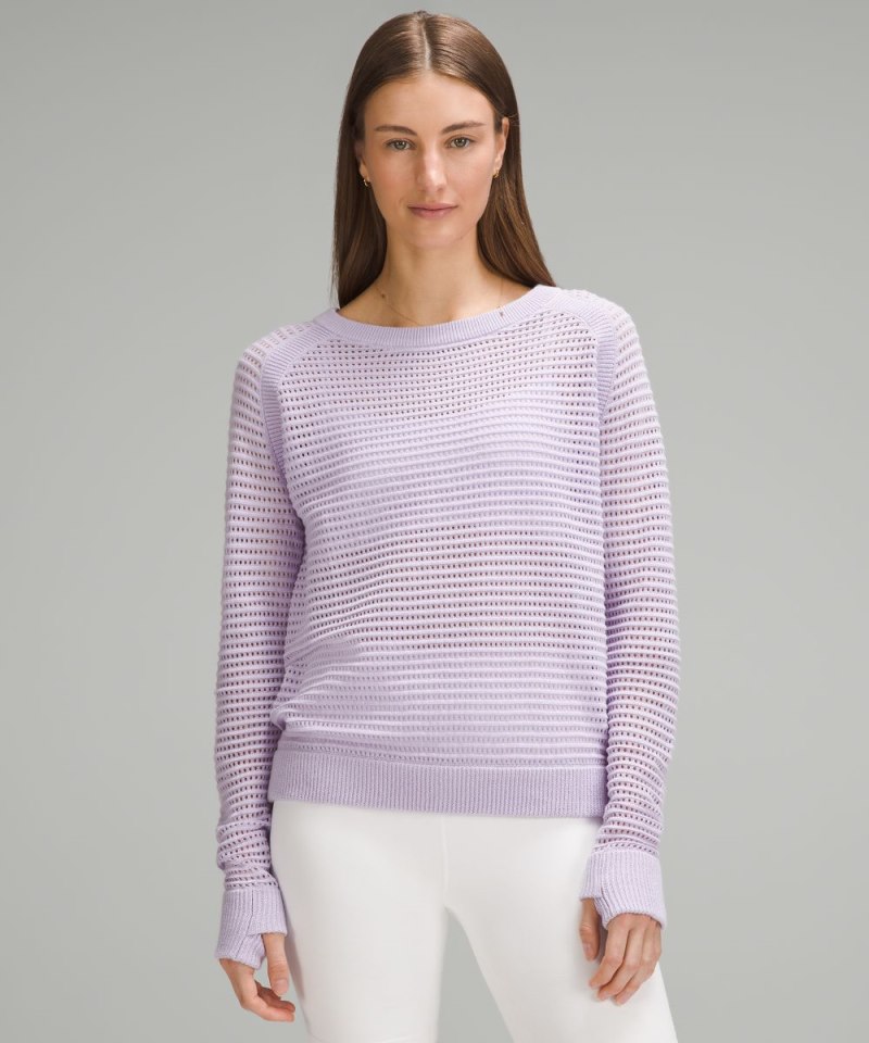 Lululemon | Women's Pointelle-Knit Cotton Sweater Lilac Ether