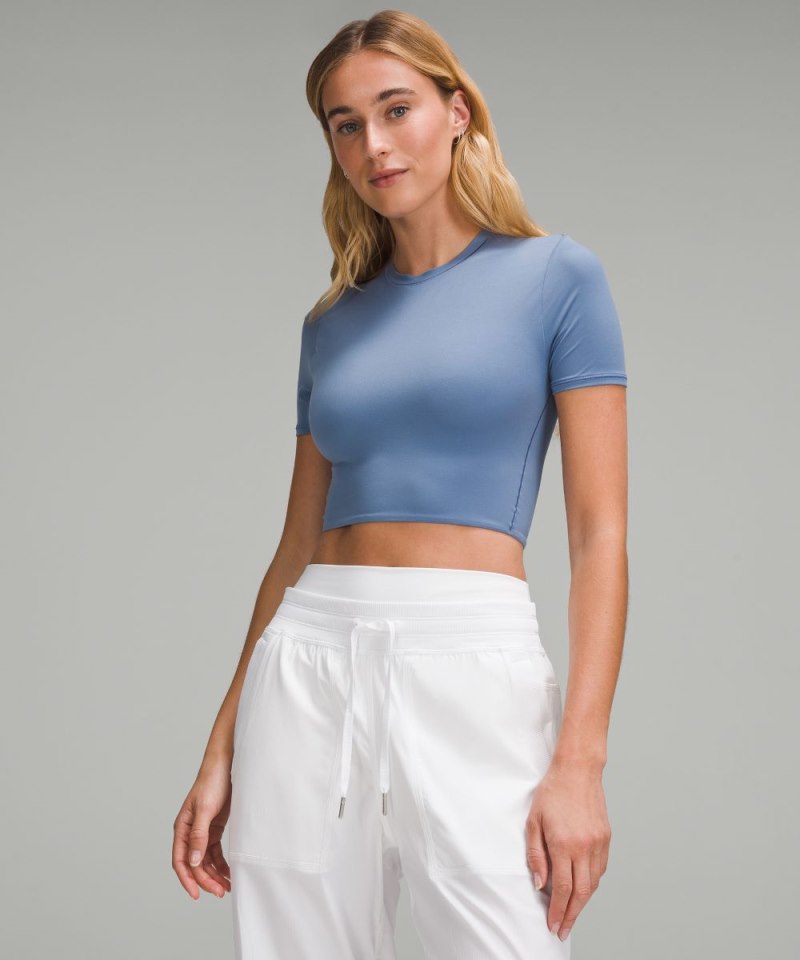 Lululemon | Women's Wundermost Ultra-Soft Nulu Crewneck Cropped T-Shirt Oasis Blue