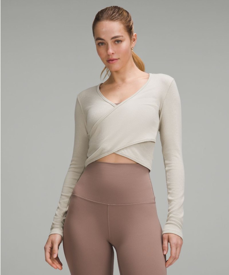 Lululemon | Women's Wrap-Front Ribbed Long-Sleeve Top Mojave Tan