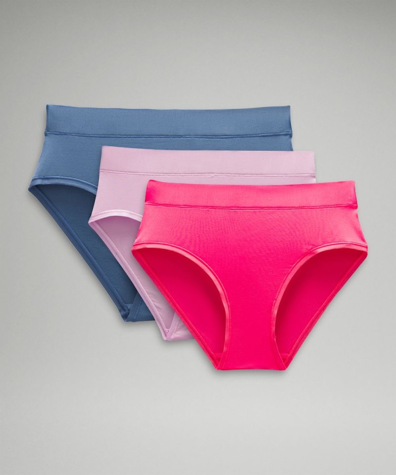 Lululemon | Women's UnderEase High-Rise Bikini Underwear 3 Pack Oasis Blue / Vitapink / Glaze Pink