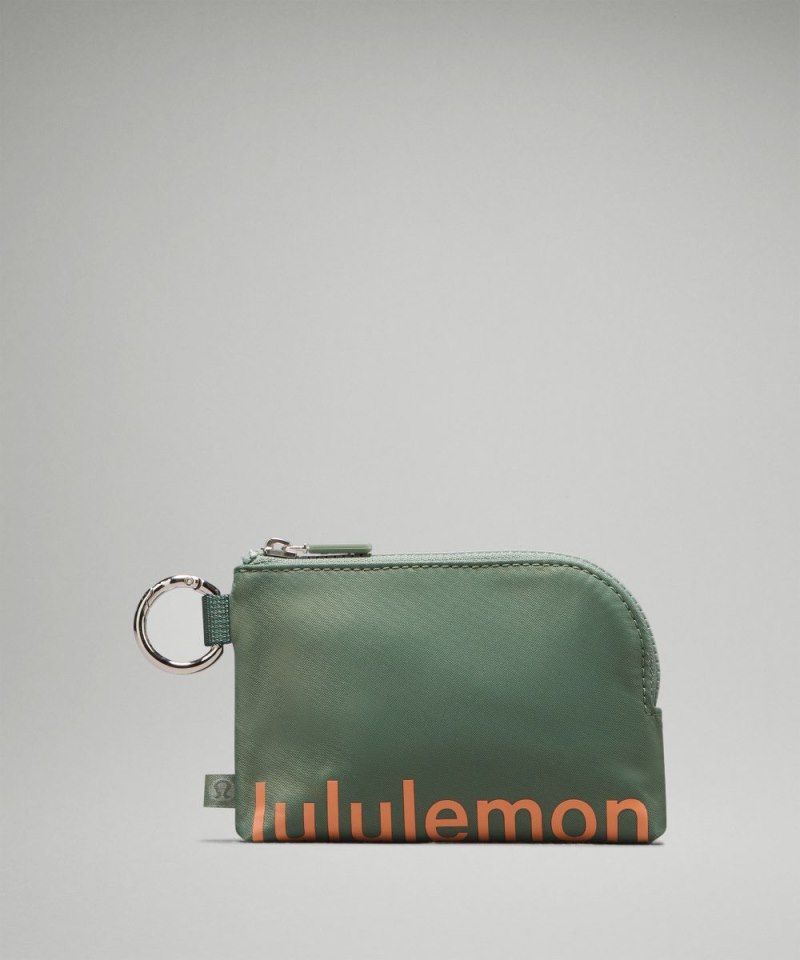 Lululemon | Women's Clippable Card Pouch Grey Eucalyptus / Coral Kiss