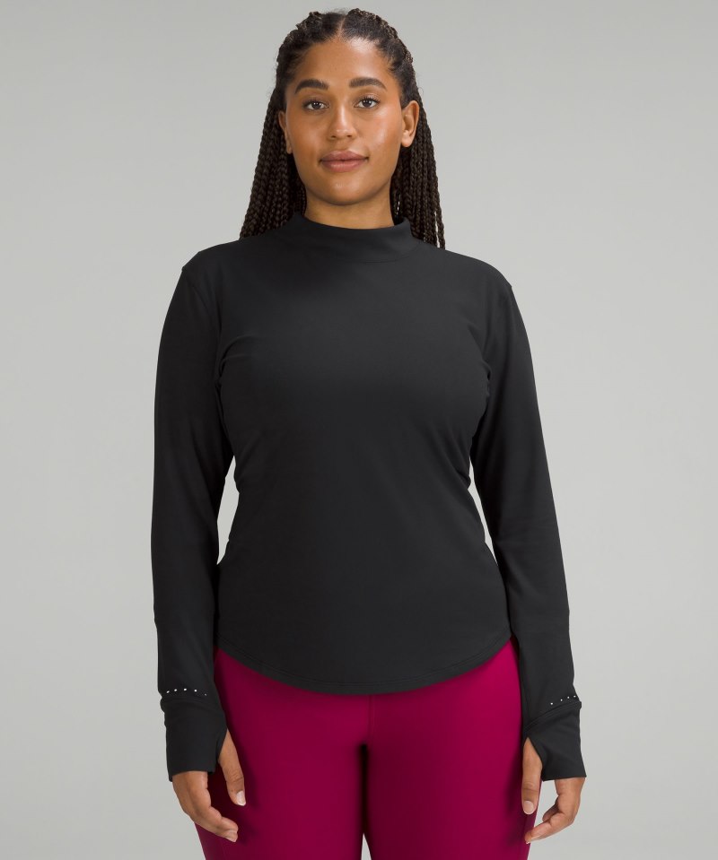 Lululemon | Women's Rulu Running Long-Sleeve Mock-Neck Shirt Black