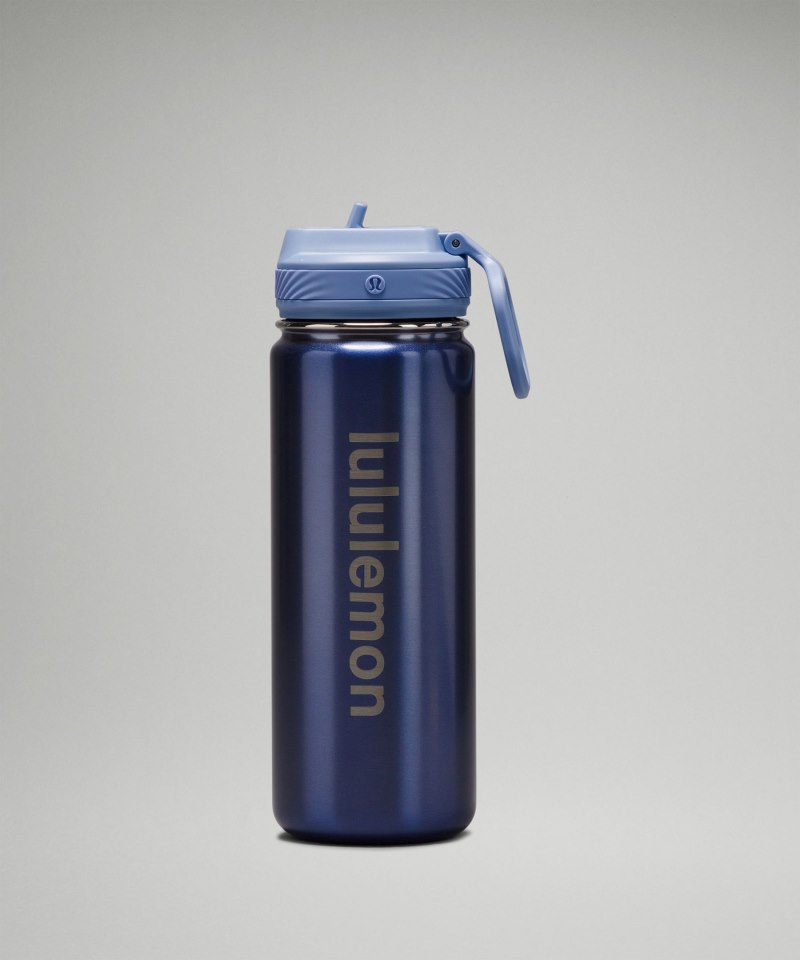 Lululemon | Men's Back to Life Sport Bottle 18oz Straw Lid Shine Blue Linen