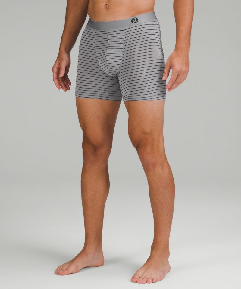 Lululemon | Men's Always In Motion Mesh Boxer 5"L Pocket Stripe Rhino Grey Graphite Grey