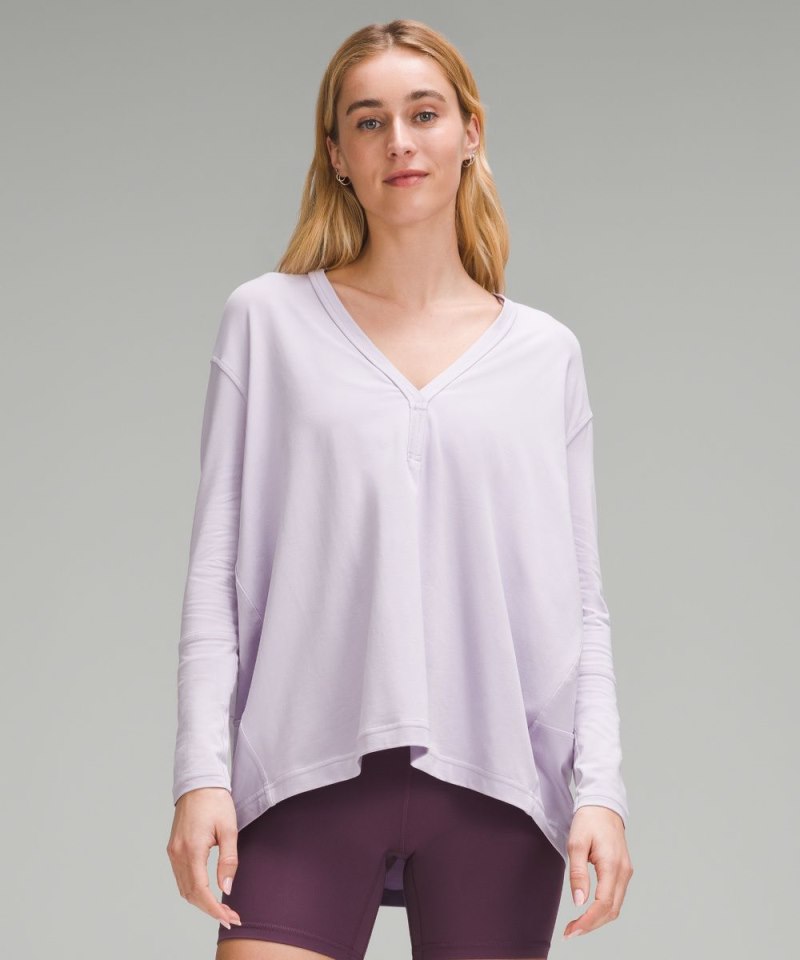 Lululemon | Women's Back In Action V-Neck Long-Sleeve Shirt Lilac Ether