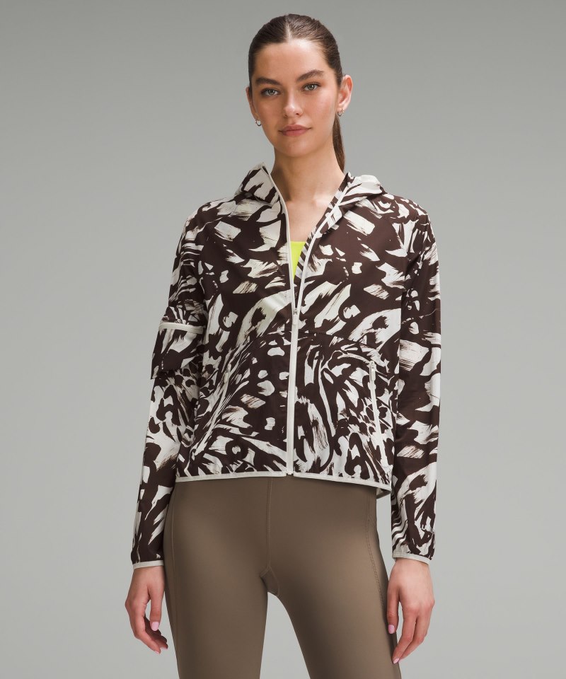 Lululemon | Women's Packable Running Jacket Monarch Bloom Bone Espresso